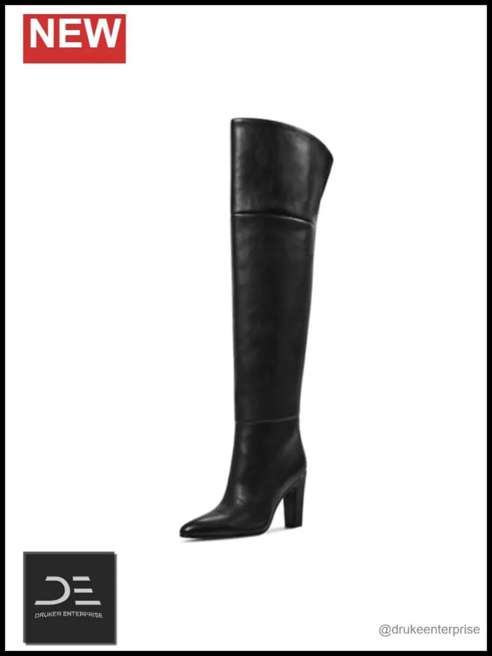 Women's Over Knee Boots Wide Calf Chunky Heel Faux Leather Pointed Toe